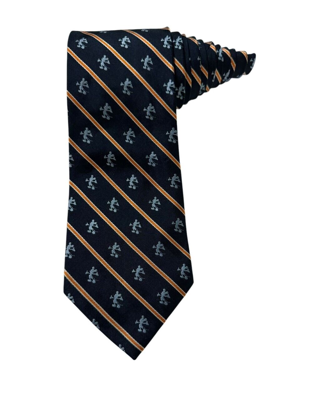 Vintage Walt Disney World Mickey Mouse Embroidered Navy Blue Novelty Necktie